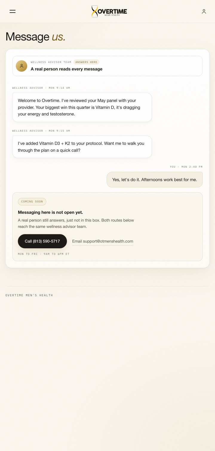 OT portal advisor messaging and scheduling