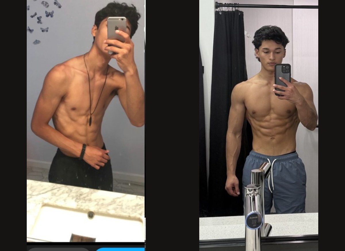 Before and after photos of Antonio, an OT member