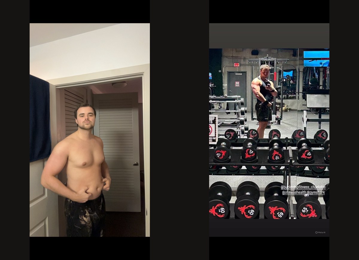 Before and after photos of Cole W., an OT member