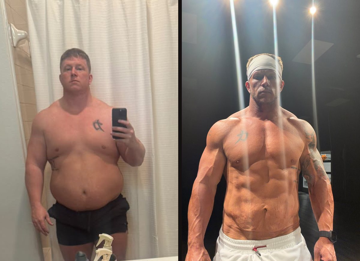 Before and after photos of Sammy, an OT member
